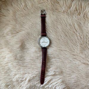 Fossil Watch with Dark Red Wristband